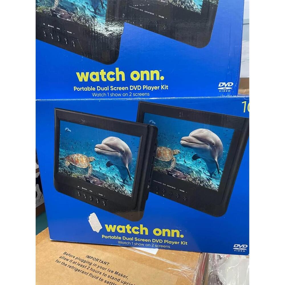 onn. 10" Dual Screen DVD Player with Digital Panel, Black